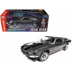 1969 Ford Mustang Dark Gray Metallic w/ Black Stripes "John Wick" (2014) 1:18