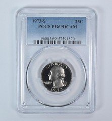 1973-S Washington Quarter PR69 DCAM PCGS Blue Label