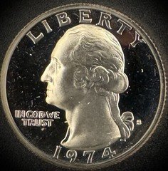1974-S Washington Quarter PROOF Clad DEEP ULTRA CAMEO Coin