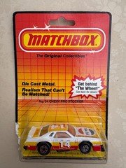 1983 MATCHBOX SUPERFAST #34 PEPSI CHALLENGER 14 CHEVY PRO STOCKER DAMAGED CARD