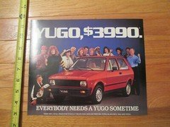 1986 Yugo $3990 Car Auto Dealer showroom Sales Brochure