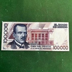 1988  Mexico note 100000  pesos  Plutarco Desert Sahuaro UNC