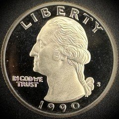 1990-S Washington Quarter GEM PROOF Clad DEEP ULTRA CAMEO Coin