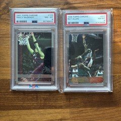 1996 & 1997 Topps Chrome Ray Allen RC & Tracy McGrady RC PSA 8