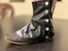 19th Century Rubberized Short Gaiters / Leggings - Pewter Buttons, Repro. NEW