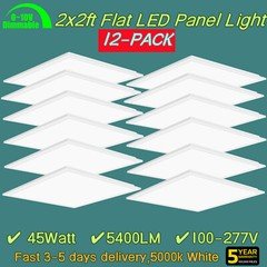 2-20Pcs 2x2 Ft LED Panel Light Drop Ceiling Flat Panel Recessed Troffer Fixture