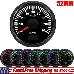 2" 52MM Black 7 Colors LED GPS Speedometer 0-80MPH Gauge For Marine Boat Car US