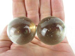 2 BOULDERS 35mm ICE CLEAR Glass Marbles Soap Bubble LARGE HUGE