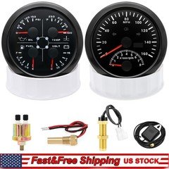 2 Gauge Set With Sensor 85mm GPS Speedometer 160MPH W/Tacho&4 IN 1 Gauge US