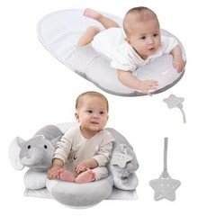 2-in-1 Tummy Time Mat & Seated Support Pillow,Baby Tummy Time Pillow Grey