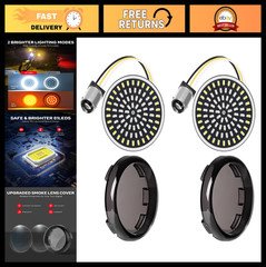 2-Inch 81 LED Front Turn Signals with Smoked Lens Cover for Harley Motorcycles