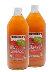 (2) Lot Genuine Fairchild's Organic Raw Unfiltered Apple Cider Vinegar 32 FL OZ