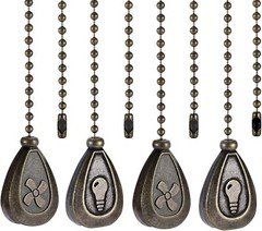 2 or 4 Bronzed Ceiling Fan Pull Chain Extension 12 Inches Classic Drop Shaped