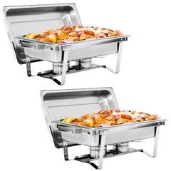 2 Pack 8QT Chafing Dish Stainless Steel Chafer Complete Set with 2 Warmer 