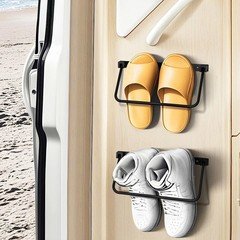 2 Pack Foldable RV Shoe Rack Aluminum Wall Mounted Shoe Racks Storage Black US