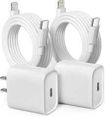 2 Pack for iPhone Fast Charger 20W PD USB C Wall Charger with 6FT Type-C