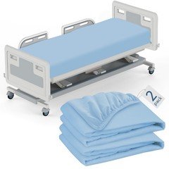 2 Pack Hospital Bed Fitted Sheets 36in. x 84in. x 9in. Blue Elastic Bedding