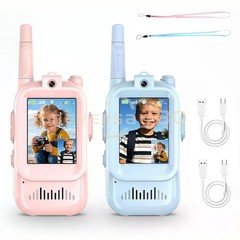 2 Pack Rechargeable Kids Video Walkie Talkies - Camping/Hiking Toys Ages 3-12