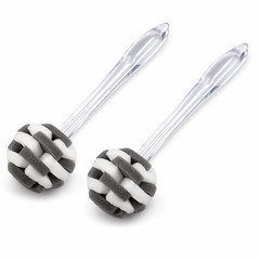 2 Pack Sponge Dish Brush Soft Puff Glass Bottle Cleaner 11.5" Clear Handle