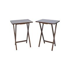 (2 Packs) Folding TV Tray Table Set in Walnut 19 X 15 X 26 Inch