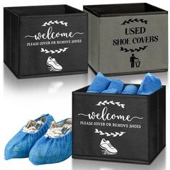 2 Pcs Shoe Cover Boxes Dispenser Foldable Storage Bins Used Covers Welcome