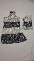 2 Set Weissman Dancewear Type Sequin Leotard White Blue Apron Used NWT 