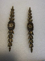 2 Vintage Solid BRASS Hollywood Regency Cabinet  Decorative Drawer Plates (57)