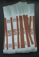 20 - Brown $5,000 Cash Money Self-Sealing Straps Currency Bands 