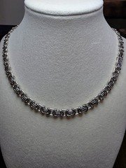 20" 6.1mm 42g Flat Byzantine Chain Solid 925 Sterling Silver