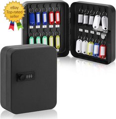 20 Key Storage Lock Box with Code, Key Cabinet Organizer Wall Mount Combination