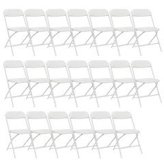 20 PCS Commercial White Plastic Folding Chairs Stackable Wedding Picnic Party