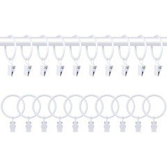 20 PCS Metal Curtain Rings with Clips, White Drapery Rings for Hanging, Curta...