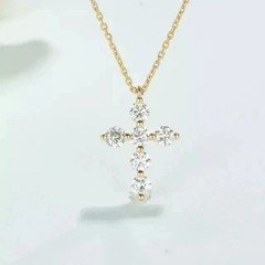 2.00 Ct Lab Created Diamond Cross Small Pendant Necklace 14k Yellow Gold Plated