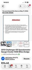 2013 Challenger OE Speedometer Gauge Cluster 103K Miles Dodge