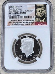 2019-S Kennedy Half Dollar Silver Proof NGC PF 70 FDOI .999 Fine US Mint 50C