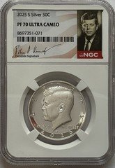 2025 S Kennedy Silver Half Dollar Proof 50C NGC PF70 Ultra Cameo