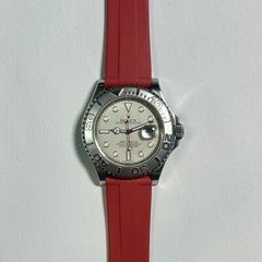 20mm RED Vulcanized FKM Caoutchouc rubber Strap Straight Rolex Yacht-Master