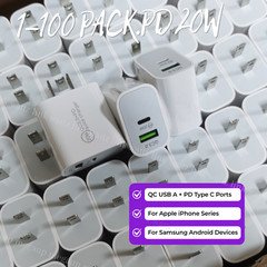 20W Dual USB A & USB C PD Fast Wall Charger Adapter For iPhone Android Plug Lot