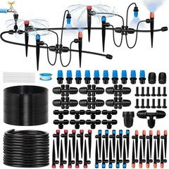 230FT Drip Irrigation System for Garden with 40 Nozzles & Large, Black 