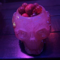 25 Antique Red German Mixed Crystal Marbles Lot W/ Handmade Epoxy Resin Skull