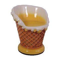 28" Yellow Melted Ice Cream Sundae Waffle Cone Parlor Stool Chair