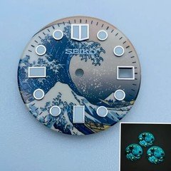 28.5mm Watch Dial Green Luminous For Seiko NH35 NH36 Movement Kanagawa Sea Dials