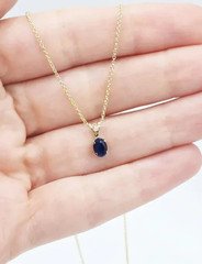 2CT Oval Cut Blue Sapphire Two Stone Pendant Necklace 14K Yellow Gold Plated