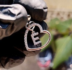 2Ct Round Cut Lab Created Diamond Initial Letter Pendant 14K White Gold Plated