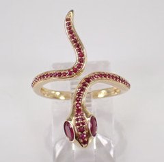 2Ct Round Cut Lab Created Ruby Snake Women Wedding Ring 14K Yellow Gold Plated