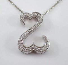 2Ct Round Real Moissanite Open Heart Pendant 14k White Gold Plated Free Chain