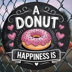 2D Flat - 1pc 2D Flat Aluminum Tin Metal Signs Home Décor 8x8 Inch "Donut Happin
