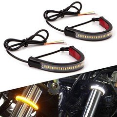 2pc Universal Motorcycle Dynamic Amber 3014SMD LED Turn Signals Light Strip