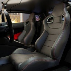 2PC Universal Racing Seats Red Stitch PVC Leather Reclinable