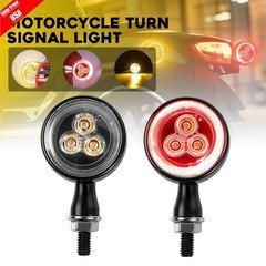 2Pcs Black Motorcycle LED Bullet Blinker Indicator Brake Light For Yamaha Harley